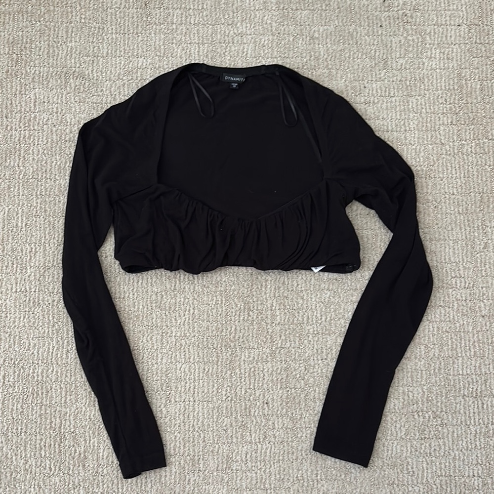Dynamite Black Fitted Long Sleeve Crop Top